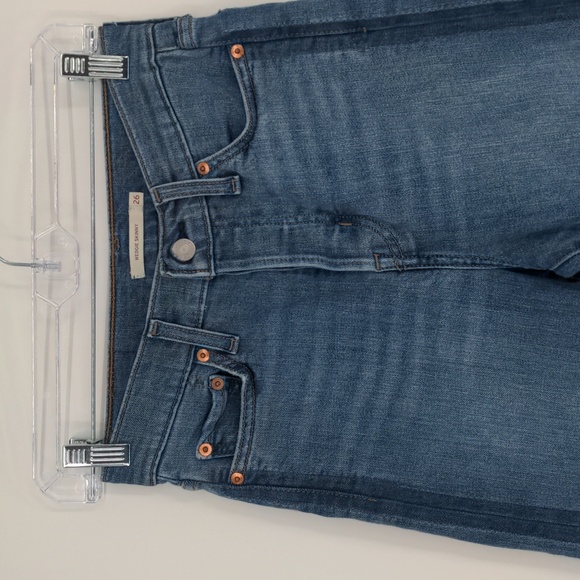 Levi's Women's 26 Wedgie Skinny Jeans Raw Hem Dark Side Seam Button Fly Hi Rise - Picture 6 of 14